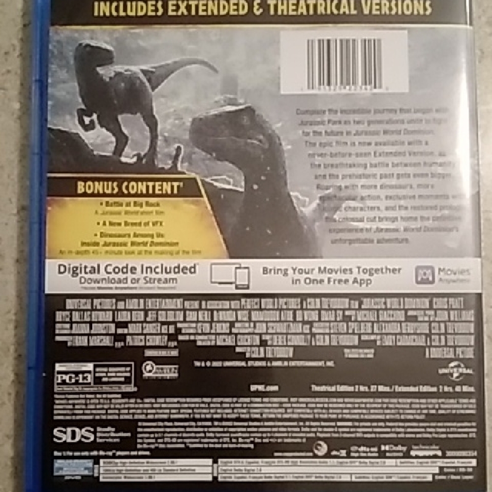 Jurassic World Dominion Blu-ray DVD - Picture 2 of 3